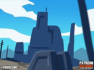 Blonde bombshell bends over for hardcore anal in Fallout parody