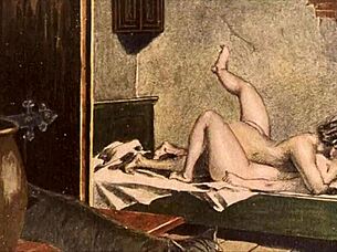 Vintage erotic drawings in anime cartoon style