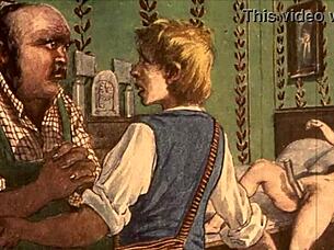 Vintage erotic drawings in anime cartoon style