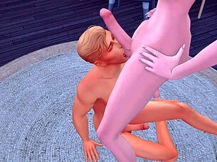 Feel the domination as futanari mistress humiliates husband cuckold with deep throat and anal sex in sims anime hentai sfm