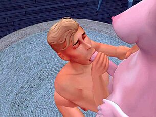 Feel the domination as futanari mistress humiliates husband cuckold with deep throat and anal sex in sims anime hentai sfm
