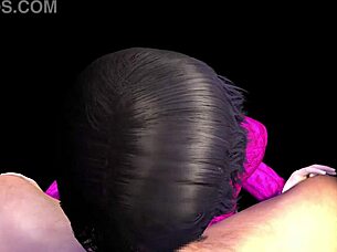 in this 3d anime, the family big sister gives a clothed blowjob leading to ejaculation