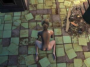 in fallout 4, katsu the blonde teen masturbates with a dildo during chapter 14 of the sex adventure.