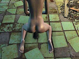 in fallout 4, katsu the blonde teen masturbates with a dildo during chapter 14 of the sex adventure.