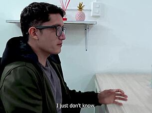 Ebony milf teacher fucks virgin nerd in classroom