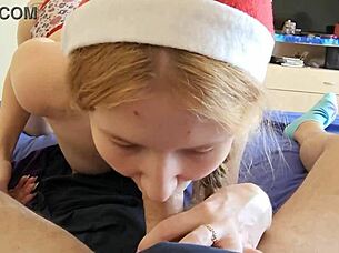 Hey, this sexy babe isn't my sister, she's 18-19, taking big cock deep in mouth for hot cum facial.