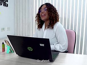 Ebony milf teacher fucks virgin nerd in classroom