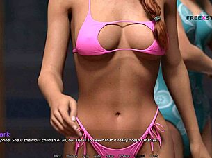 playing games in pool with stepsister