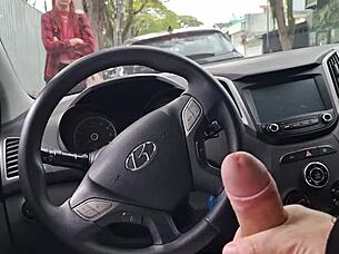 Risky Public Handjob for Student on the Street