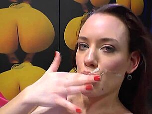 slutty euro asks, 'who wants to give me facials in this blowbang?'