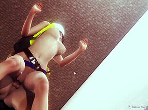 Dragon Ball Z Android 18 sucks cock and gets pussy creampied in anime hentai game WaifuHub part 4 😍