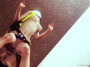 Dragon Ball Z Android 18 sucks cock and gets pussy creampied in anime hentai game WaifuHub part 4 😍