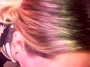 Blonde slut gets deepthroat blowjob and cum in mouth