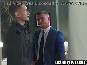 hot gay sex in office, deepthroat and blowjob with big cock 😈