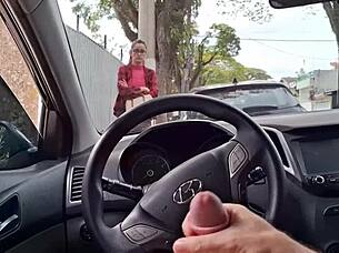 Risky Public Handjob for Student on the Street