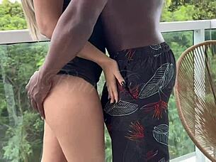 We fucked on the balcony, security caught us, then the big black guy fucked my pussy hard