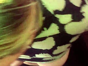 Blonde slut gets deepthroat blowjob and cum in mouth