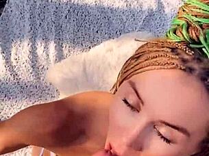 passionate blonde in fishnets fucked ass to mouth and creampied in the woods - mia bandini 😍