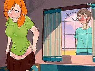 Steve catches Alex bare in Minecraft hentai parody 2025