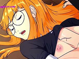 petite redhead plays games, unaware of boner between legs