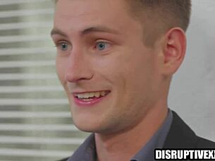 hot gay sex in office, deepthroat and blowjob with big cock 😈