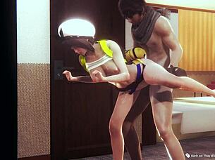 Dragon Ball Z Android 18 sucks cock and gets pussy creampied in anime hentai game WaifuHub part 4 😍