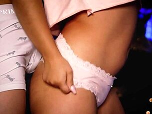 Horny Blonde Twerks Intensely on Friend's Cock in Webcam Show