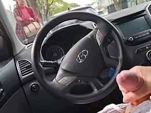 Risky Public Handjob for Student on the Street