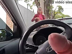 Risky Public Handjob for Student on the Street