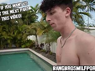 Lucky stepson massaging his hot stepmom's tits under the sun 😍