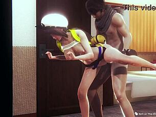 Dragon Ball Z Android 18 sucks cock and gets pussy creampied in anime hentai game WaifuHub part 4 😍