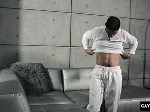 Hot interracial gay scene with muscular black guy