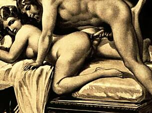 Vintage erotične risbe z antiknimi fantazijami in čutnimi ilustracijami iz preteklosti