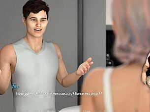 Growing things up - ep 11, the beautiful 18yo teen cosplayer teases under her see-through skirt.