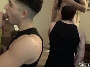 Anal gay orgy blowjob group sloppy assfucking cum sex cumshot.