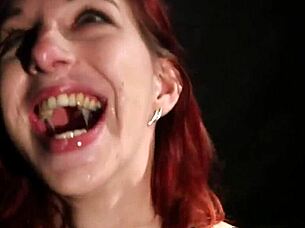 Naughty model GETS SPERM LOAD on her FACE SWALLOWING all the CREAM