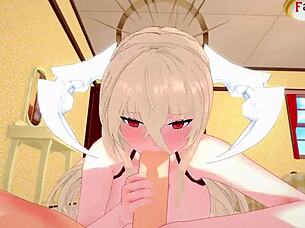 Intense blowjob in Azur Lane fantasy. Relentless sucking and deepthroat action.