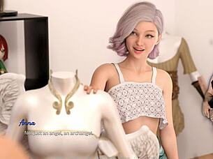 Growing things up - ep 11, the beautiful 18yo teen cosplayer teases under her see-through skirt.