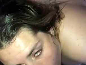 She delivers a sloppy deepthroat blowjob, spitting cum like a goddess.