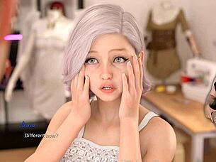 Growing things up - ep 11, the beautiful 18yo teen cosplayer teases under her see-through skirt.