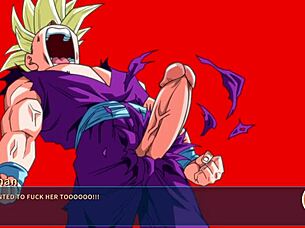 bulma adventure 4 - mr satan watches his agent miss piiza pizza get gangbang at the cell games