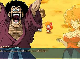bulma adventure 4 - mr satan watches his agent miss piiza pizza get gangbang at the cell games