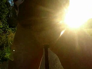 chubby guy on bike tour in the street