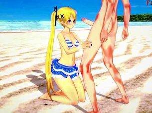 marie rose in bikini sucking on the beach, what fantasies unfold in doa full fantasyking3?