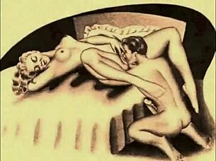 Vintage erotic drawings from antique collections in anime style.