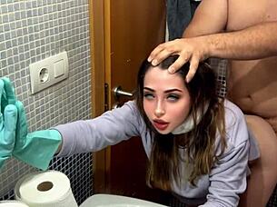 Oh, My Stepdad Fucks Me In The Bathroom While Cleaning! Leaves Me Breathless From Intense Sex, I Love Forbidden Pleasure!