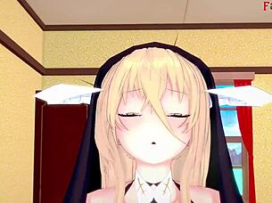 Intense blowjob in Azur Lane fantasy. Relentless sucking and deepthroat action.