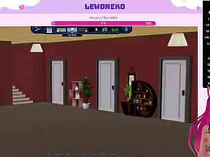 Kiimainen VTuber-neko voihkii Harem Hotel -pelissä