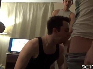 Anal gay orgy blowjob group sloppy assfucking cum sex cumshot.