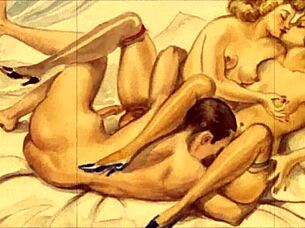 Vintage erotic drawings from antique collections in anime style.